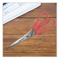 Office Jansan | Westcott 40618 8 in. Long 3.5 in. Cut Length Value Line Stainless Steel Shears - Offset Red Handle image number 4