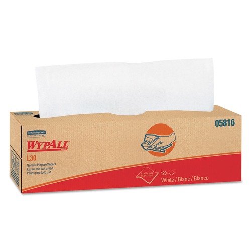 Paper Towels and Napkins | WypAll 05816 L30 POP-UP Box 9.8 in. x 16.4 in. Towels - White (120/Box, 6 Boxes/Carton) image number 0