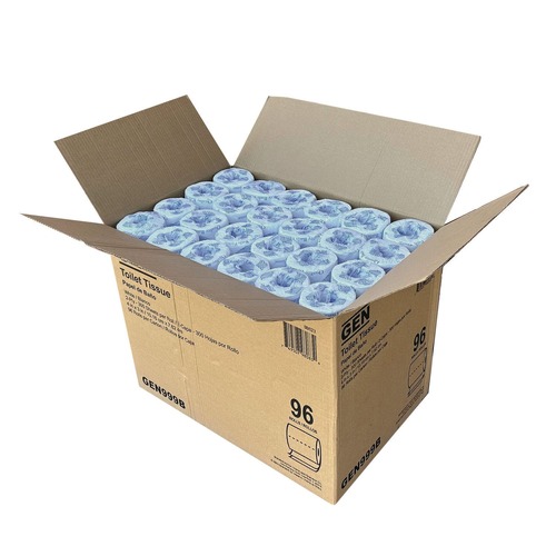 Cleaning & Janitorial Supplies | GEN GN999 Septic Safe Wrapped 2-Ply Bath Tissue - White (300 Sheets/Roll 96 Rolls/Carton) image number 0