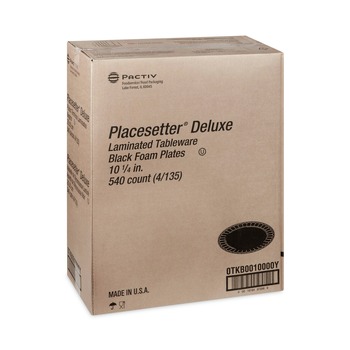 Pactiv Corp. 10.25 in. Diameter Placesetter Deluxe Laminated Foam Plate Dinnerware - Black (540/Carton)