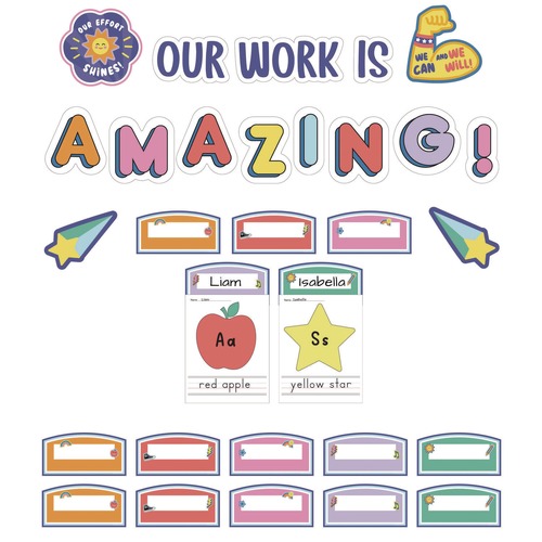 Office Jansan | Carson-Dellosa 110558 45-Piece 7.9 in. x 15 in. We Stick Together Our Work Is Amazing Work Display Bulletin Board Set - Multicolor image number 0