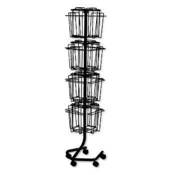 Safco 15w x 15d x 60h 16-Compartment Wire Rotary Display Racks - Charcoal