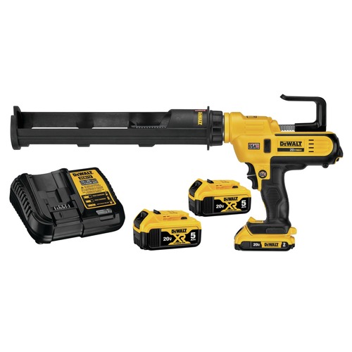 Caulk and Adhesive Guns | Dewalt DCE570D1DCB205-2-BNDL 20V MAX 29 oz. Cordless Adhesive Gun Kit with Battery and (2-Pack) 5 Ah Lithium-Ion Batteries Bundle image number 0