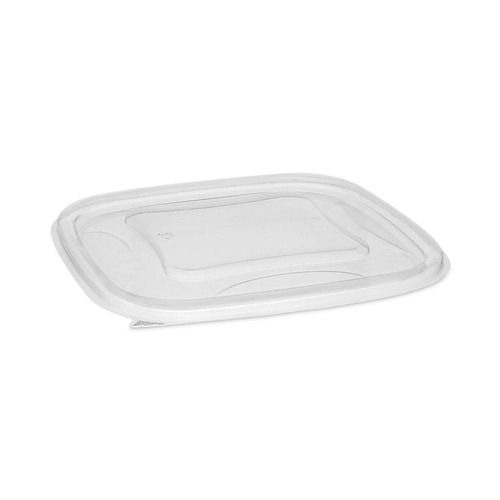 Cups and Lids | Pactiv Corp. SACLF07 EarthChoice 7.38 in. x 7.38 in. x 0.26 in. Square Recycled Bowl Flat Lid - Clear (300/Carton) image number 0