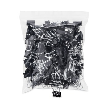 Universal Binder Clips in Zip-Seal Bag - Small, Black/Silver (144/Pack)