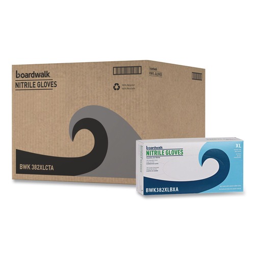 Disposable Gloves | Boardwalk 382XLCTA 5 mil. Disposable Examination Nitrile Gloves - X-Large, Blue (1000/Carton) image number 0