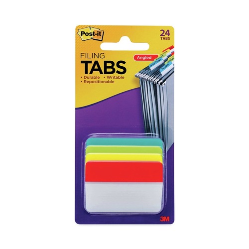 Page Flags | Post-it Tabs 686A-ALYR 2 in. Wide 1/5-Cut Plain Solid Color Angled Tabs - Assorted Colors (24/Pack) image number 0