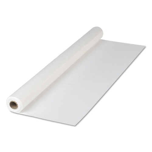  | Hoffmaster 114000 40 in. x 300 ft. Plastic Roll Tablecover - White (1/Carton) image number 0
