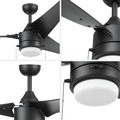 Ceiling Fans | Honeywell 51862-45 56 in. Pull Chain Contemporary Wet Rated Outdoor LED Ceiling Fan with Light - Matte Black image number 6