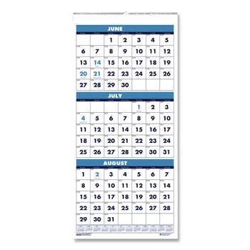 House of Doolittle 14-Month: June 2025 to July 2026 8 in. x 17 in. Academic Year Recycled Three-Month Format Wall Calendar - White Sheets