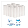 Boardwalk H4832LWKR01 16 Gallon 24 in. x 32 in. Low-Density Waste Can Liners - White (500/Carton) image number 3