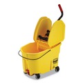 Mop Buckets | Rubbermaid Commercial FG757688YEL WaveBrake 2.0 44 Quart Down Press Plastic Bucket/Wringer Combo - Yellow image number 0