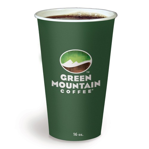 Food Service | Green Mountain Coffee 5000363814 16 oz Paper Hot Cups with Green Mountain Design (1000/Carton) image number 0