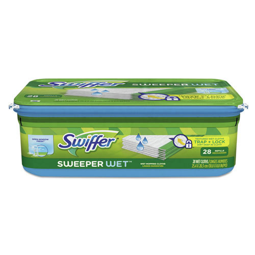 Swiffer 82856 10 in. x 8 in. Wet Refill Cloths - Open Window Fresh, White (28-Piece/Box 6-Box/Carton) image number 0