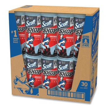 Scott 75130 9.4 in. x 11 in. Standard Shop Towels - Blue (55/Roll 30 Rolls/Carton)