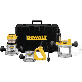  | Dewalt DW618B3 120V 12 Amp Brushed 2-1/4 HP Corded Three Base Router Kit