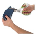 Office Jansan | Westcott 16445 9 in. Long, 4.5 in.Cut Length CarboTitanium Bonded Scissors - White/Green Bent Handle image number 3