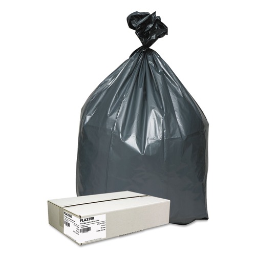 Trash Bags | Platinum Plus 1507687 33 Gallon 1.35 mil 33 in. x 40 in. Can Liners - Gray (50/Carton) image number 0