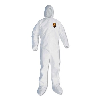 Ansell A30 Elastic Back and Cuff Hooded/Boots Coveralls - 2XL, White (25/Carton)
