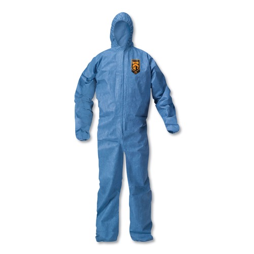 Bib Overalls | Ansell KCC 58513 A20 Elastic Back Wrist/Ankle Hooded Coveralls - Large Blue (24/Carton) image number 0