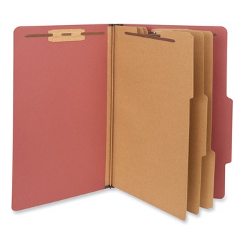Universal UNV10295 3 Dividers, Eight-Section Pressboard Classification Folders - Legal Size, Red (10/Box)
