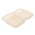 Food Service | Boardwalk BWKHINGE96NPFA 6 in. x 3 in. x 9 in. Bagasse PFAS-Free Hinged Lid Food Containers - Tan (250/Carton) image number 1