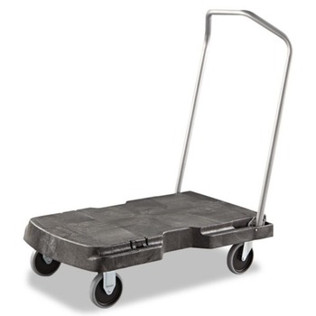 Rubbermaid Commercial 20.5 in. x 32.5 in. x 35 in. 500 lbs. Capacity Triple Trolley Platform Truck with Angled-Loop Handle - Black