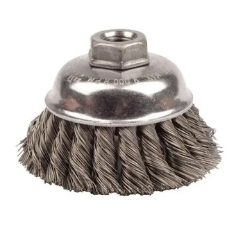 PRODUCTS | Weiler 12746 Single Row Heavy-Duty .02 Steel 5/8 - 11 UNC Arbor 3-1/2 in. Knot Cup Brush