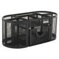 Mothers Day Sale! Save an Extra 10% off your order | Rolodex 1746466 9.38 in. x 4.5 in. x 4 in. 4 Compartments Steel Mesh Oval Pencil Cup Organizer - Black image number 0