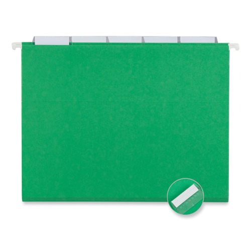  | Universal UNV14117EE Deluxe Bright Color 1/5-Cut Tab Letter Size Hanging File Folders - Bright Green (25/Box) image number 0
