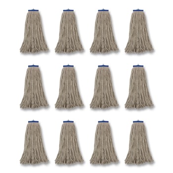 Boardwalk 24 oz. Lie-Flat Head Cotton Fiber Mop Heads - White (12/Carton)
