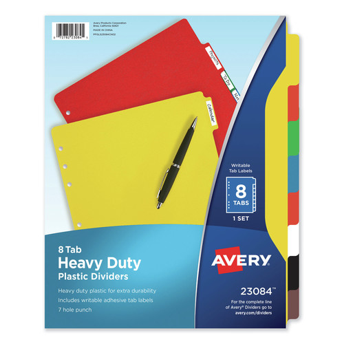 Office Jansan | Avery 23084 11 x 8.5 Heavy-Duty Plastic Dividers with Multicolor Tabs and White Labels - Assorted (8-Pieces/Set) image number 0