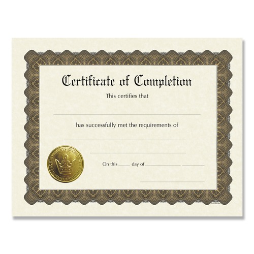 Office Jansan | Great Papers! 930400 11 in. x 8.5 in. Completion Ready-to-Use Certificates - Ivory/Brown/Gold Colors with Brown Border (6/Pack) image number 0