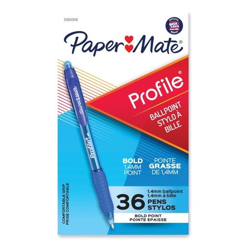  | Paper Mate 2083008 Profile Bold 1.4 mm Retractable Ballpoint Pen - Blue (36/Pack) image number 0