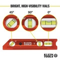 Levels | Klein Tools 935RBLT Water/Impact Resistant Lighted Torpedo Level with Magnet, 3 Vials and V-Groove image number 2