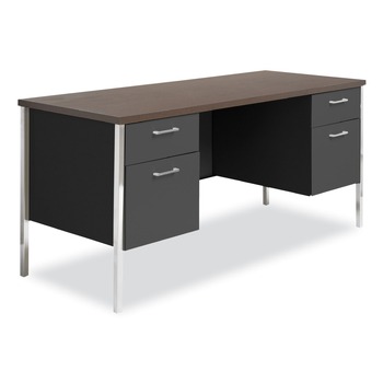 Alera ALESD6024BM 60 in. x 24 in. x 29.5 in. Double Pedestal Steel Credenza - Mocha/Black