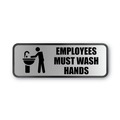 Bulk Savings Pricing 2 | Cosco 098205 9 in. x 3 in. Employees Must Wash Hands Brushed Metal Office Sign - Silver image number 0
