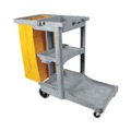 Cleaning Carts | Boardwalk 3485204 22 in. x 44 in. x 38 in. 4 Shelves 1 Bin Plastic Janitor's Cart - Gray image number 1