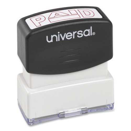 Office Jansan | Universal UNV10062 Pre-Inked One-Color PAID Message Stamp - Red image number 0