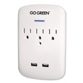 Office Electronics & Batteries | GoGreen Power GG-13000USB2 3 Outlet 2 USB Wall Tap, 735 J, White image number 0