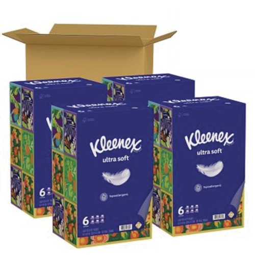 Cleaning & Janitorial Supplies | Kleenex 54317 3-Ply Ultra Soft Facial Tissue - White (4 Packs/Carton) image number 0