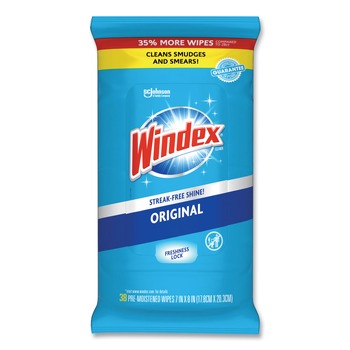 Windex 7 in. x 8 in. Cloth Glass and Surface Wet Wipe - Unscented White