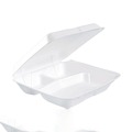 Food Trays, Containers, and Lids | Dart 80HT3R 3-Compartment 7.5 in. x 8 in. x 2.3 in. Foam Hinged Lid Containers - White (200/Carton) image number 3
