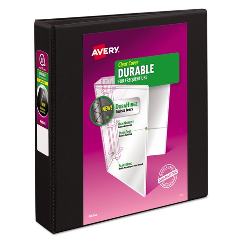 Office Jansan | Avery 17021 11 in. x 8.5 in. 1.5 in. Capacity 3-Rings Durable View Binder with DuraHinge and Slant Rings - Black image number 0