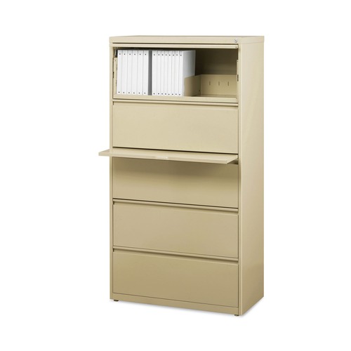 Office Filing Cabinets & Shelves | Alera 26143 30 in. x 18.62 in. x 67.62 in. Five Legal/Letter/A4-Size File Drawers Lateral File Cabinet - Putty image number 0
