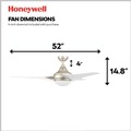 Ceiling Fans | Honeywell 51801-45 52 in. Remote Control Contemporary Indoor LED Ceiling Fan with Light - Champagne image number 1