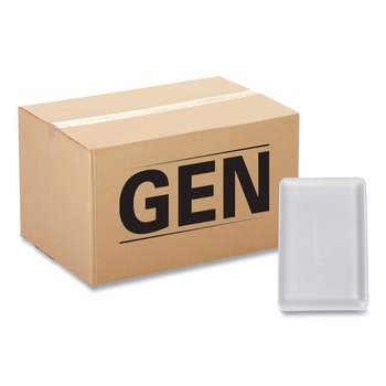 GEN 14.44 in. x 7.88 in. x 1.37 in. #15P Meat Trays - White (200/Carton)