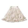 Mops | Rubbermaid Commercial FGD11306WH00 1 in. Headband Super Stitch Cotton Looped End Wet Mop Head - Large, White (6/Carton) image number 1