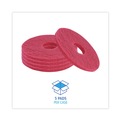 Cleaning Cloths | Boardwalk BWK4012RED 12 in. dia. Buffing Floor Pads - Red (5/Carton) image number 3