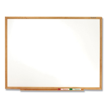 Quartet 36 in. x 24 in. Oak Finished Fiberboard (MDF) Frame Classic Series Total Erase Dry Erase Boards - White Surface